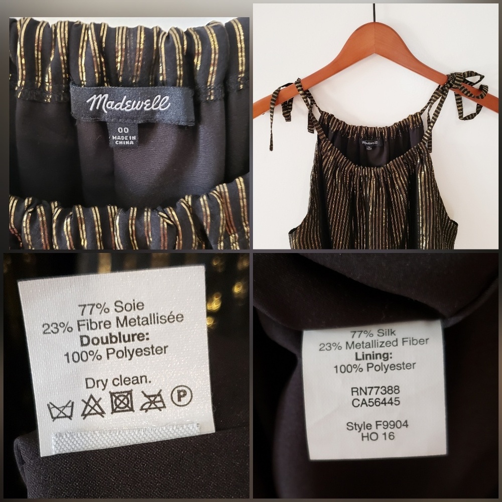 Madewell Metallic Striped Cami Top Size 00 - Picture 3 of 8